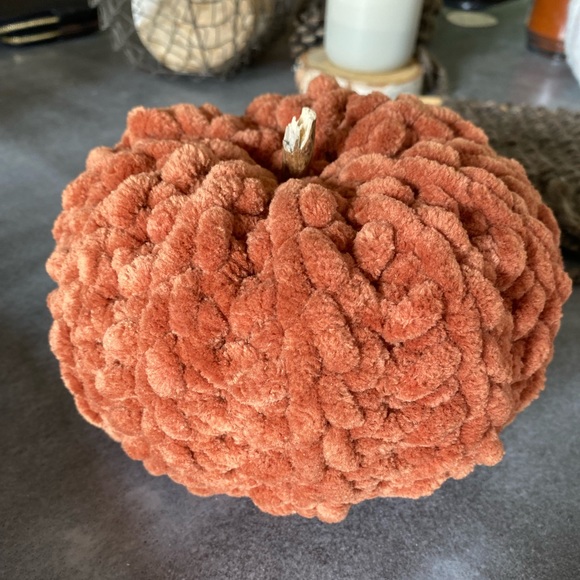Handmade | Fall Velvet Crochet Home Decor Pumpkin - Picture 2 of 4